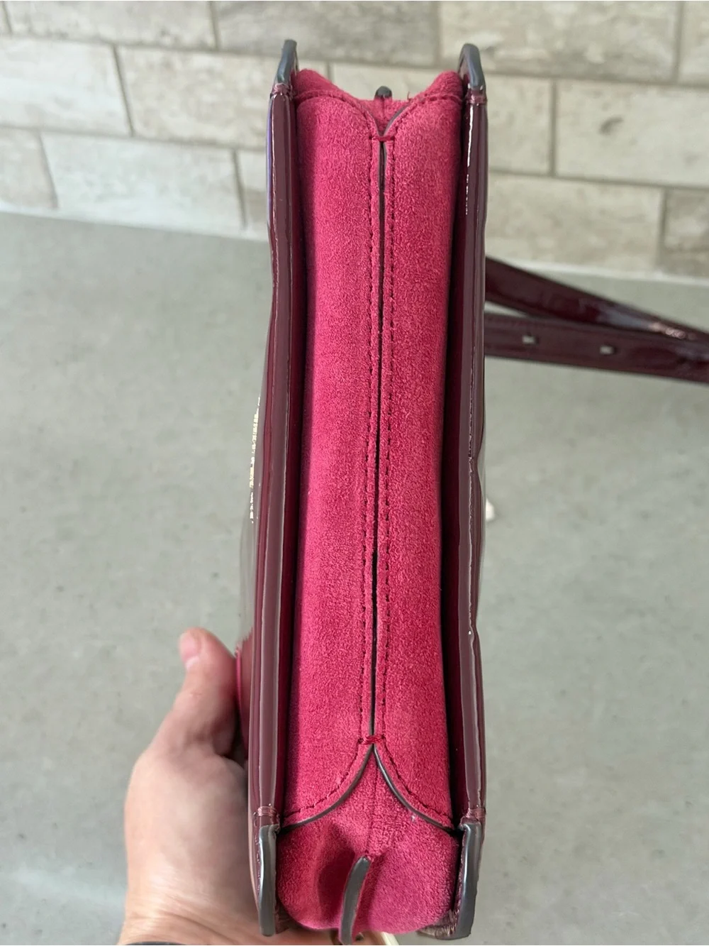 NWT Kate Spade New York Two-Tone Burgundy Red patent Leather & suede crossbody